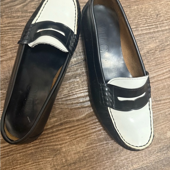 YMC size 7.5 GUC wood bottom Two-Tone Black and White Loafers - Picture 2 of 11